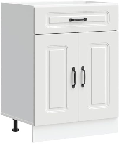 Homvdxl 60 cm Küchenschrank, moderner Unterschrank mit Schublade und 2 Türen für Küche, Wohnzimmer, Esszimmer, Flur, Weiß
