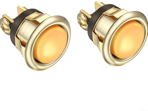 Zilimontt Lighted Doorbell Button Replacement 2 Pack, Easy to Install Wired Doorbell Push Button, Standard Size 0.63 Inch Hole Compatible with Most Doorbells, Gold Metal