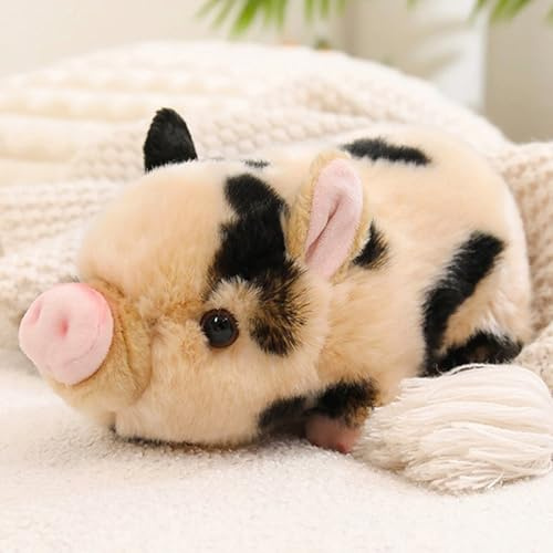 Xiyocadt 25cm Schwein Kuscheltier, Klein Weich Plüschtier, Flecken Reine Farbe Stofftier Spielzeug, Tiere Plush Kissen Puppe Geschenk für Kinder Jungen und Mädchen (Schwarz-Gelb)