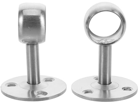 NUOBESTY 2 Supports Tringle Acier en Inoxydable Pièces de Plafond | Argenté, Usage Polyvalent pour Camping-cars et Rideaux de Bain, Installation Facile