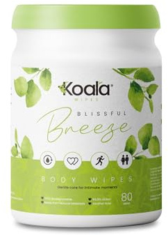 Koala Wipes - Blissful Breeze Intimacy Body Wipes - Tub of 80 Wipes | 100% Biodegradable | Alcohol Free