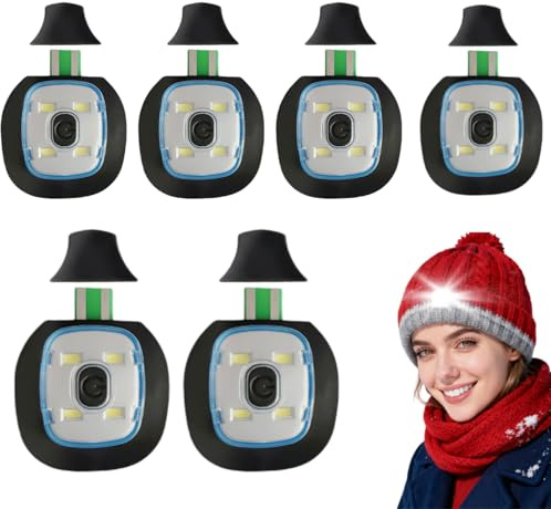 Guangyu 6 Stück Ersatz LED Leuchten für Beleuchtete Mütze, 3 Lichtmodi USB Wiederaufladbar LED Sicherheitslicht Stirnlampe Ultrahelle Lauflicht Laufzubehör für Joggen Klettern Angeln, Weißes Licht