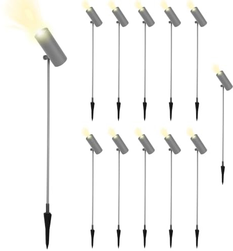 REV Gartenbeleuchtung SPARSET - 12x Wegeleuchte außen, 230lm, 3W, grau | Schwenkbar & Höhenverstellbar | Gehäuse IP65 aus Aluminium | Kabel 1,5m