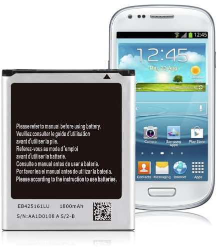 High Power Ersatzakku 1800 mAh für Samsung Galaxy S3 Mini GT‑i8190, Ace 2 GT‑i8160, S Duos GT‑S7562 / S7568 – Ohne NFC – EB425161LU / EB‑F1M7FLU kompatibel