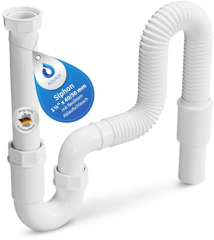 AQUADE Siphon Kunststoff Geruchsverschluss 1 1/2 x 40/50 mm für Spüle