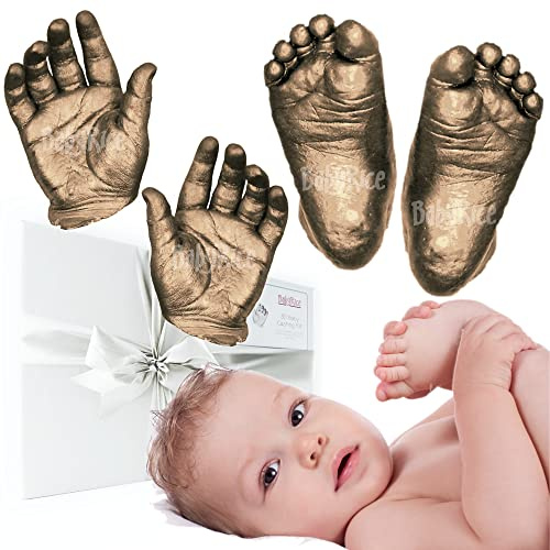 BabyRice Large Baby Hand and Foot Casting Kit, Boxed, Includes Metallic Paint (Bronze)