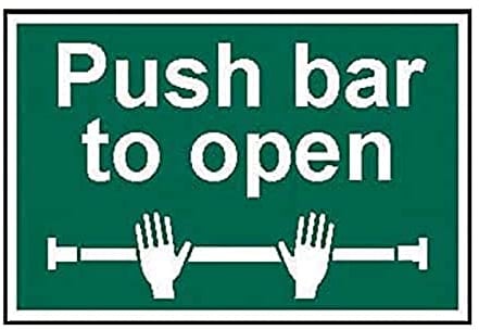 Scan SCA1523 Self adhesive PVC sign - Push bar to open - 300 x 200mm, White