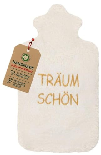Wärmflasche - TRÄUM SCHÖN, 1,8L, 100% Made in Germany, Bio Baumwolle, nachhaltig