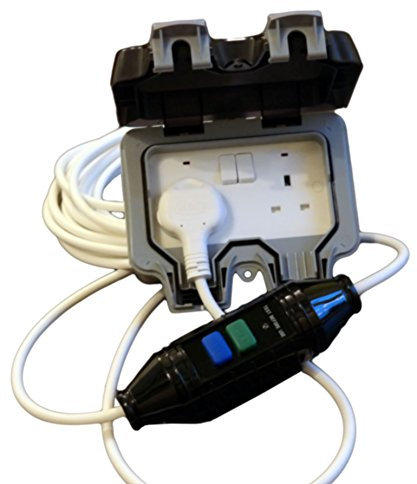 Made in Britain 10m RCD Protected 13A plug to IP66 rated 2 gang Socket Outdoor Extension Cable. Ideal for using Pressure washer, Pool Pumps, Tools, Lighting (10 metre length)