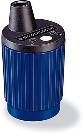 Staedtler Minen-Spitzer Mars, Minenspitzdose für 2 mm Minen, Metall-Minenfräser, automatischer Spitzstop, Messvorrichtung zur Spitzkonus-Einstellung, integrierter Staubabstreifer, hohe Qualität, 502, 1 Stück (1er Pack)
