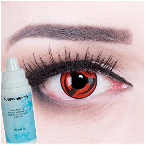 Meralens A0480 Kakashi Kontaktlinsen mit Pflegemittel mit Behälter ohne Stärke, 1er Pack (1 x 2 Stück) Perfekt zu Fasching, Halloween, Cosplay.