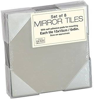 Innova 8 Pack Square Mirror Tiles with Self Adhesive Pads 6x6'' / 15x15cm
