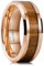 King Will Nature Koa-Holz Einlage Wolframkarbid Hochzeitsring 8mm Roségold Hochglanzpoliert Komfort Passform 54.3 (17.3)
