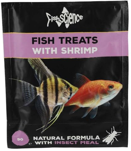 FishScience Fish Treats with Shrimp 9g | Complete Tropical Fish Food | Aquarium | Bottom Feeder | Immune, Colour & Growth Support | Marine