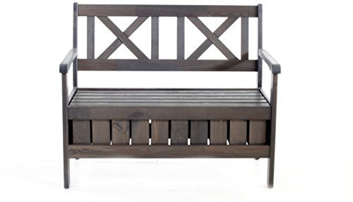 Ambientehome Bank, Massivholz Truhenbank EVJE 108 cm Gartenbank, taupegrau, 108x63x88 cm, 90457