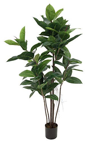 artplants.de Künstlicher Gummibaum, 85 Blätter, 9 stämmig, 120cm - Künstliche Zimmerpflanze - Deko Baum