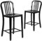 Flash Furniture Juego de 2 sillas comerciales, 61 cm, de metal, respaldo alto, interiores y exteriores, altura de encimera, laminas verticales, negro