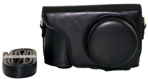 Protective PU Leather Camera Case Bag for Samsung Galaxy Camera 2 EK-GC200 GC200 with Strap and Screen Protector - Black