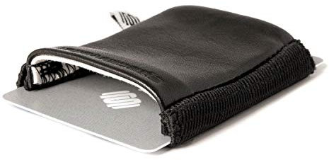 Petit Portefeuille Pratique Vegan, Fin, léger, Compact, 5,5 cm x 6,5 cm, Cuir synthétique - Space Wallet - Tissu élastique - Qualité Premium - Petit Porte-Monnaie, Poche, Petit Sac