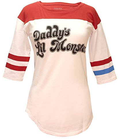 Offiziell DC Comics Selbstmord-Gruppe Harley Quinn Daddys Lil Monster Frau Baseball T-Shirt Weiß XL - DE 42 Weiß