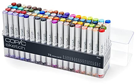 COPIC Sketch Set 72 Colors D, 72er Set im Acryl-Display, Twin Marker mit einer mittelbreiten und einer Brush-Spitze