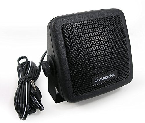 Albrecht CB 150 71150, Altavoz con Cable de 2m, Equipado con Jack de 3,5 mm, Potencia de Salida 6 W, Soporte de Montaje, Altavoz de Radio CB, Plástico a Prueba de Ralladuras, Negro