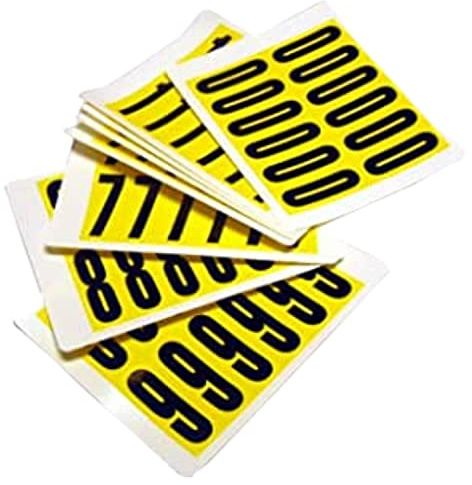 Complete Packs of Self-Adhesive Numbers, Easy Warehouse Identification, Clean Peel - Leaves No Residue, Each Card is H.21 x W.56mm - Yellow