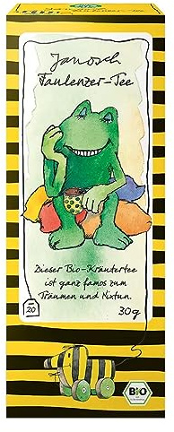Lebensbaum Janosch Faulenzer-Tee, 20 Beutel x 1,5g Kindertee zum Träumen und Nixtun, süß und würzig, 100% Bio, 30 g