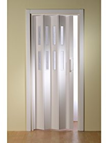Kunststoff - Falttür mit 2 Fenster Luciana weiß 88,5x202 cm doppelwandig 10 mm; Made in Italy