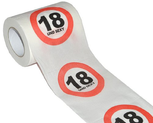 alles-meine.de GmbH Toilettenpapier 25m - 18. Geburtstag/achtzehn und Sexy - Verkehrsschild WC Klopapier Klopapier lustig Klorolle große Rolle