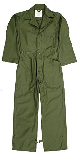 US MILITARY COTTON SATEEN OD OLIVE COVERALLS FLYING BOILER SUIT MECHANIC PAINTBALL OVERALL (S)