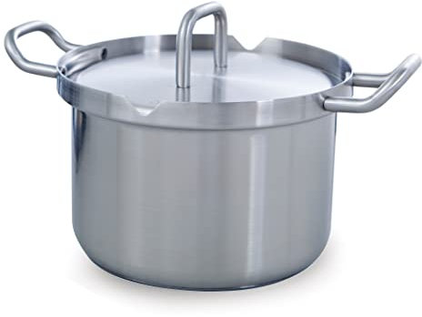 BK Cookware Q-Linair Master RVS Induktionsgeeigneter Edelstahltopf 18cm/2L mit Siebdeckel, backofen- und grillfest bis 230C, Stay Cool Griffe, spülmaschinenfest, PFAS frei, Silber