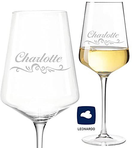 Leonardo Weinglas mit Gravur des Namens – Puccini Wein-Glas 560 ml Geschenkidee - Weißweinglas spülmaschinenfest - wine glass - für Mama, Mum - Muttertag, Geburtstag, Weihnachten