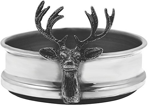 English Pewter Company Wine Bottle Coaster with Pewter Stag Head [STAG005]