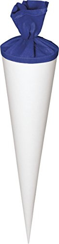 Baier & Schneider Heyda 204870051 Schultüten-Rohlinge mit Filzverschluss (Höhe 70 cm, Durchmesser 19 cm, Karton, 380g/m²) weiß-blau