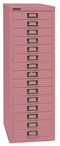 BISLEY MultiDrawer, 39er Serie, DIN A4, 15 Schubladen, Metall, 601 Pink, 38 x 27.9 x 86 cm