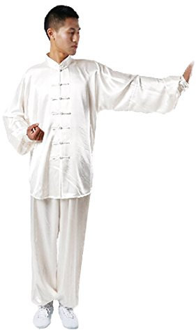 Andux Kampfsport Tai Chi Anzug Kung Fu Uniformen Unisex SS-TJF01 (Weiß,M)
