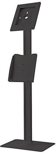 PROSIGNAL Floor Standing iPad Kiosk Display – Lockable Tablet Stand with Adjustable Angle, Catalogue Holder & Cable Management – Black – PSG91240