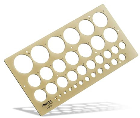 Aristo AH23319 Geo College Schulkreisschablone (35 Kreise, Durchmesser 1 - 35 mm, formstabiler PET-Kunststoff) grau-transparent