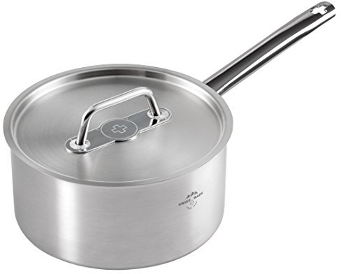 Kuhn Rikon 37293 Montreux Stielkasserolle mit Deckel, induktionsgeeignet, spülmaschinengeeignet, Edelstahl, Silber, 3 Liter, 20 cm