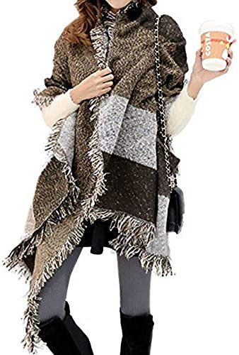 MEOKEY Schal Damen Winter Kuschelig Pashmina Schal Damen Kaschmir Langer Geschenke für Frauen Hochzeit Festlich Schultertuch Weihnachten 250 x 70 cm,Kaffee und Grau