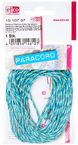 Efco Paracord Farbmix 2 mm x 4 m 1 Stück Türkis Mauve Hellgrün, Polyester-Mischgewebe, 20 x 10 x 5 cm, 4