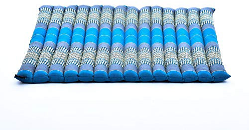 Leewadee Zabuton Rollbare Meditations-Matte Tragbare Sitzmatte Ökologisches Naturprodukt, Kapok, 70 x 70 cm, Hellblau