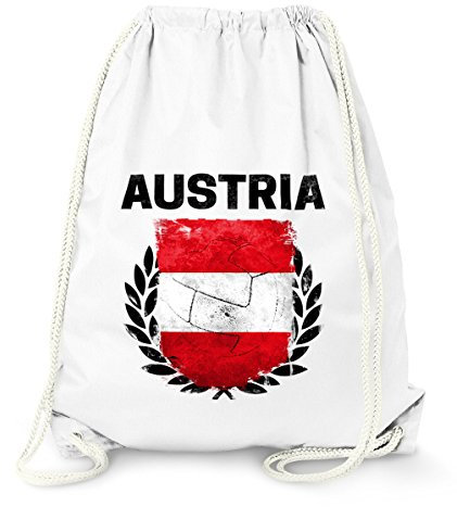 MoonWorks Turnbeutel Fußball EM WM Österreich Vintage Flagge Austria Flag Gymbag weiß