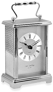 Widdop William Silver Finish White Dial Black Roman Numerals Carriage Clock
