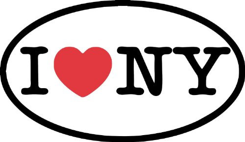 INDIGOS UG Auto Aufkleber I Love NY Bumper Sticker Heart New York Oval Car 127mmX76mm