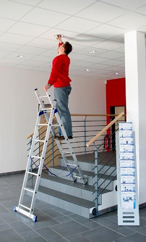 Aluminium Mehrzweck- Kombileiter 2-teilig 2 x 9 Stufen mit Treppenfunktion