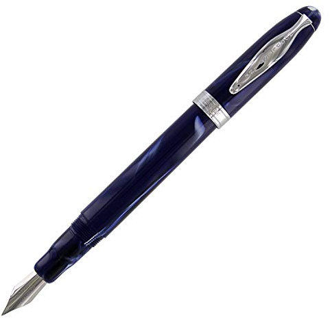 Ahab Füllfederhalter mit flexibler Spitze, Lapis mittelalterliches Blau und Schwarz, Feder: fein, 15027, von Noodler's