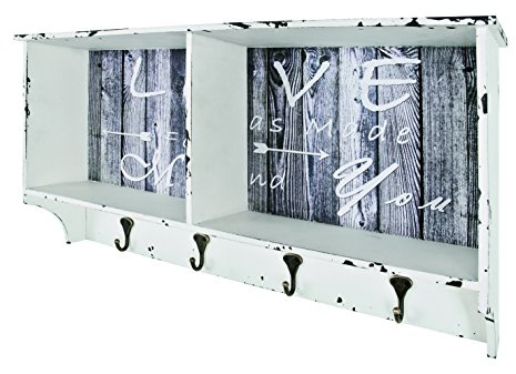 HAKU Wandgarderobe Motiv, Vintage, MDF, Metall - Maße: B 76 x H 40 x T 15 cm, Style: Industrial