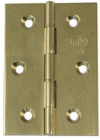 Amig - Pack de 2 Bisagras Fijas de Latón sin Remate - 70 x 50 mm - Modelo 1002 - Acabado Pulido Barniz - Canto Cuadrado - Perfil Laminado - Fácil Instalación y Uso - Bricolaje